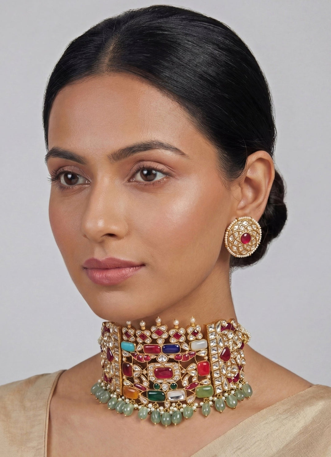 Zevar by Geeta Gold Plated Meenakari Choker SetFabilicious Fashion