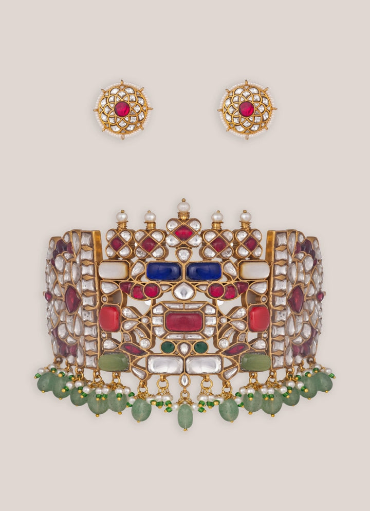 Zevar by Geeta Gold Plated Meenakari Choker SetFabilicious Fashion