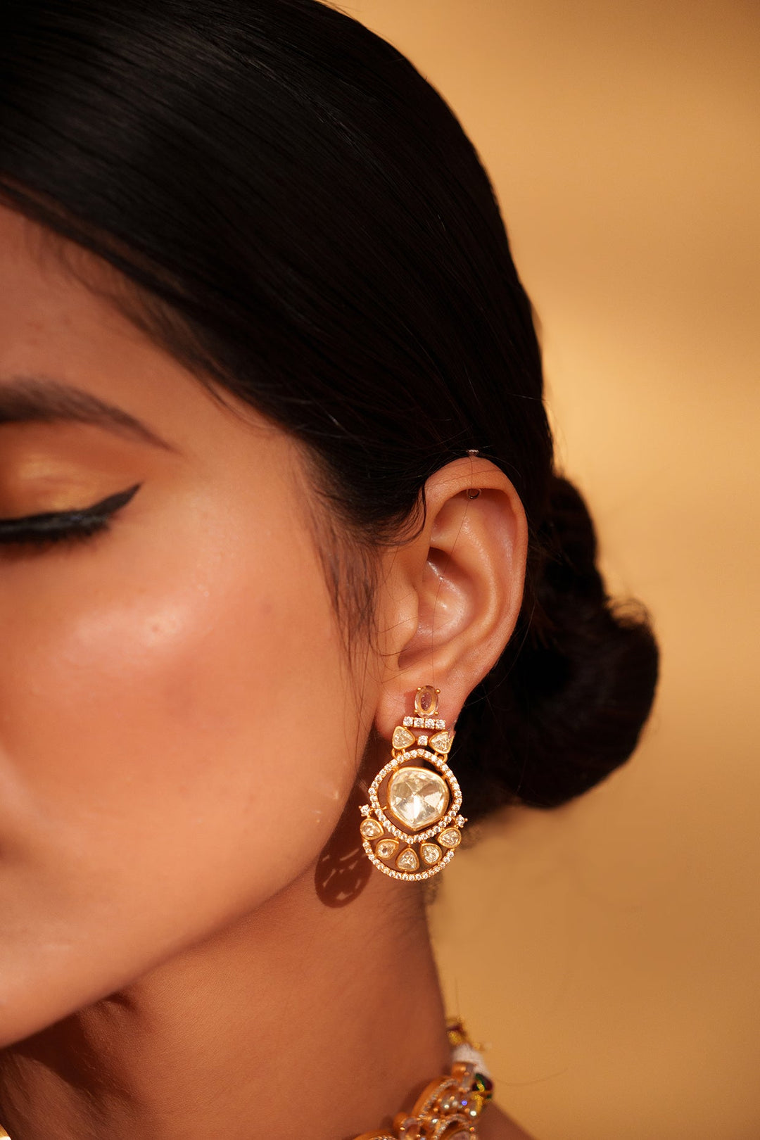 Gold Plated Moissanite Choker Set Zevar by Geeta - Fabilicious Fashion