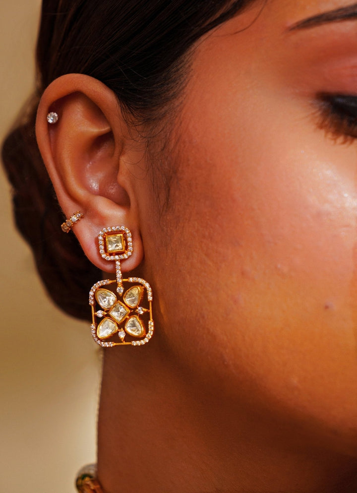 Gold Plated Moissanite Floral Choker Set Zevar by Geeta - Fabilicious Fashion