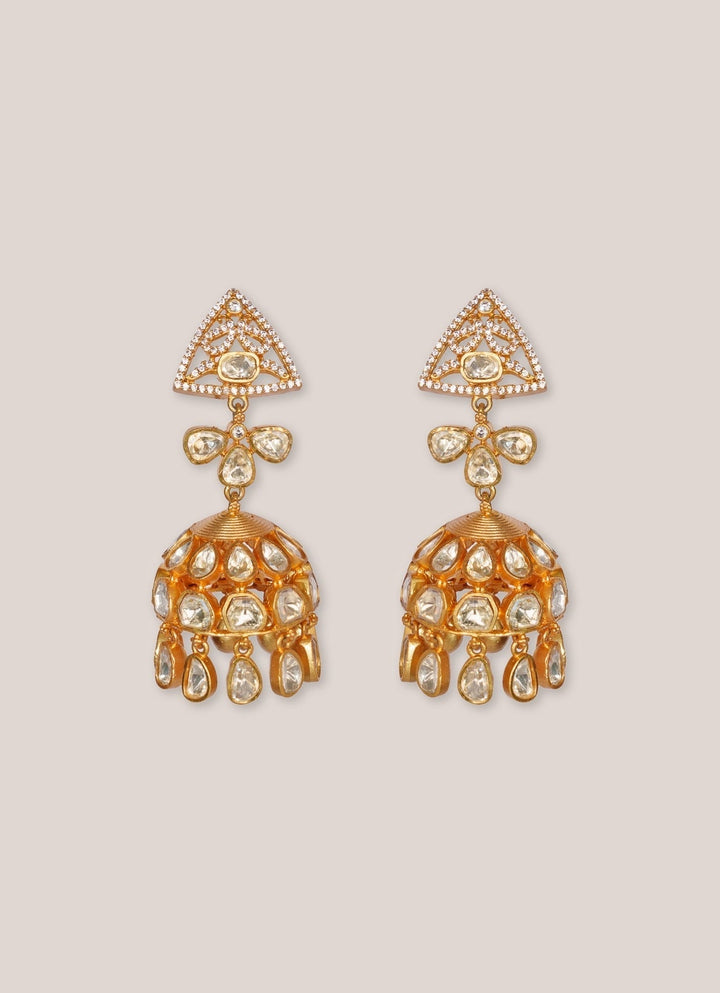 Gold Plated Moissanite Jhumkas Zevar by Geeta - Fabilicious Fashion