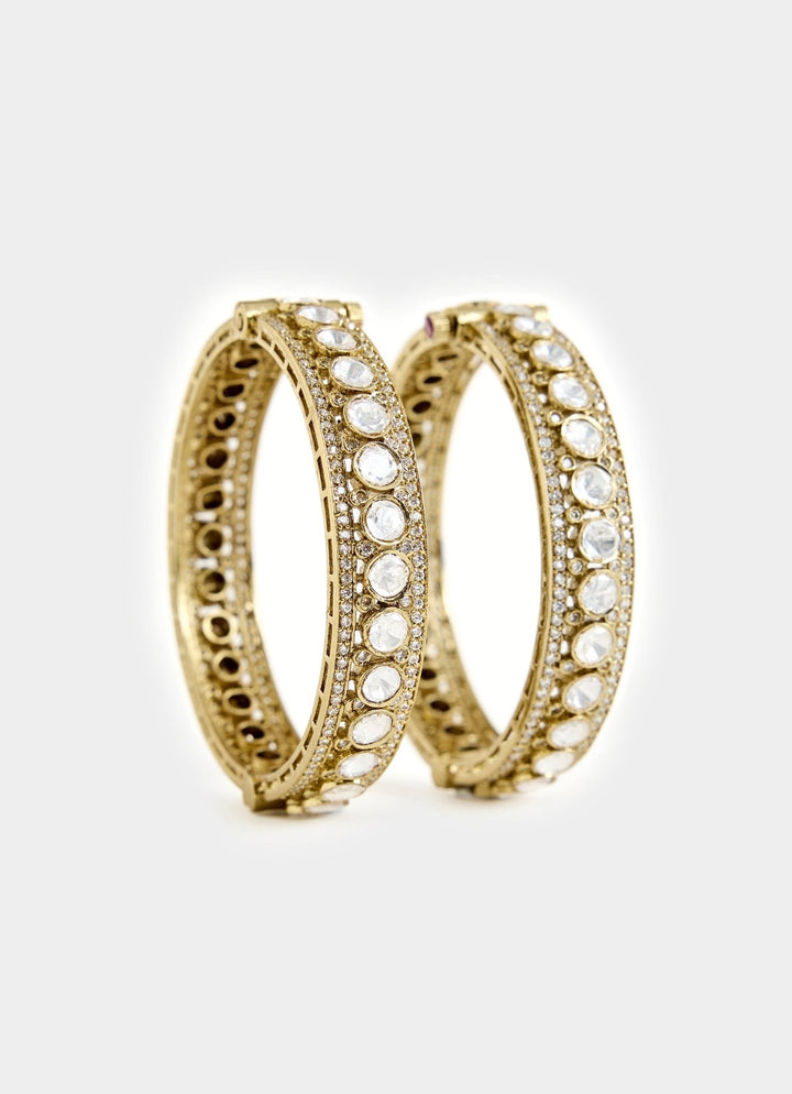 Gold Plated Moissanite Kundan Polki Bangles Vivinia By Vidhi Mehra - Fabilicious Fashion