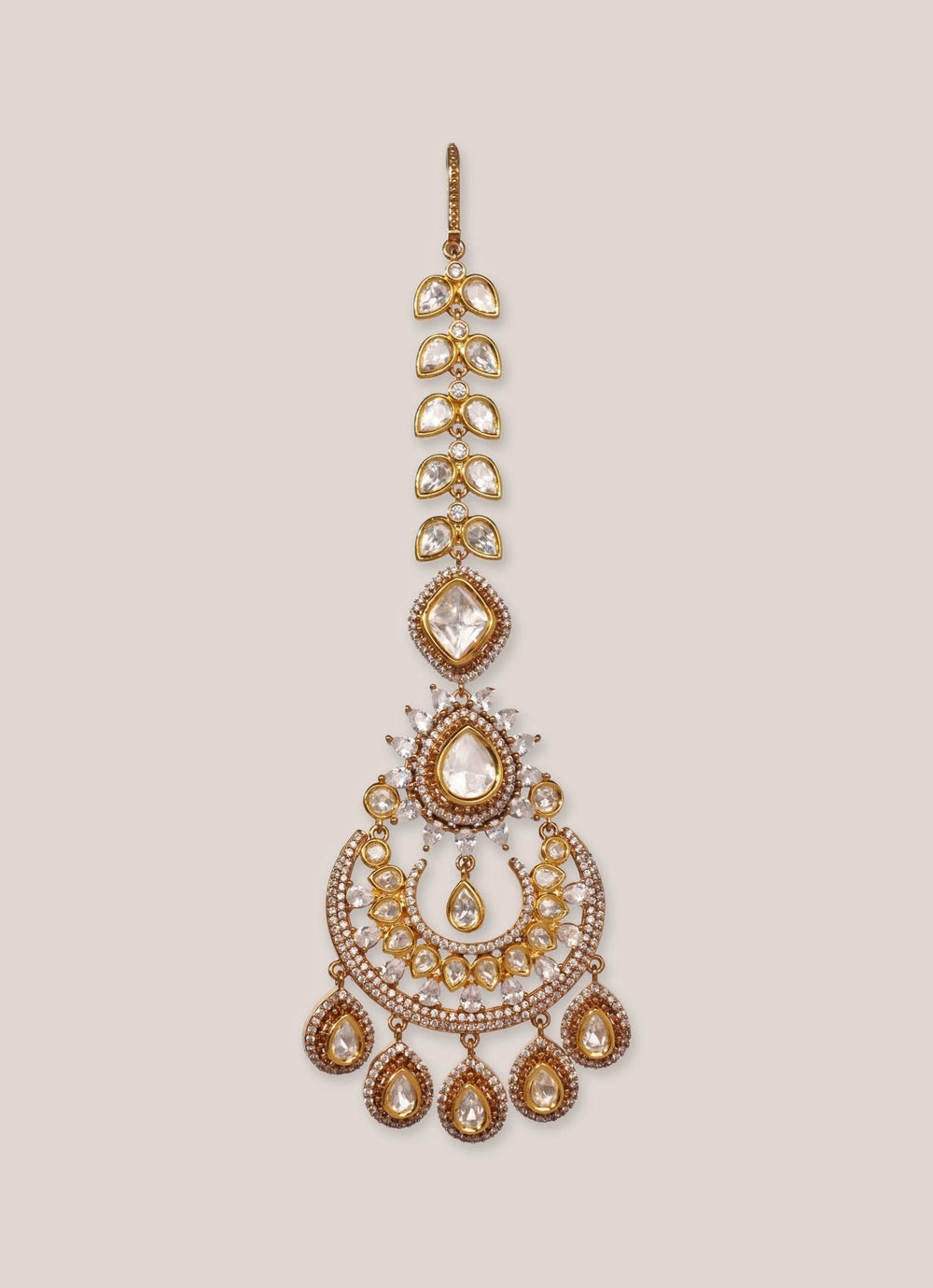 Gold Plated Moissanite Maang Tikka Zevar by Geeta - Fabilicious Fashion