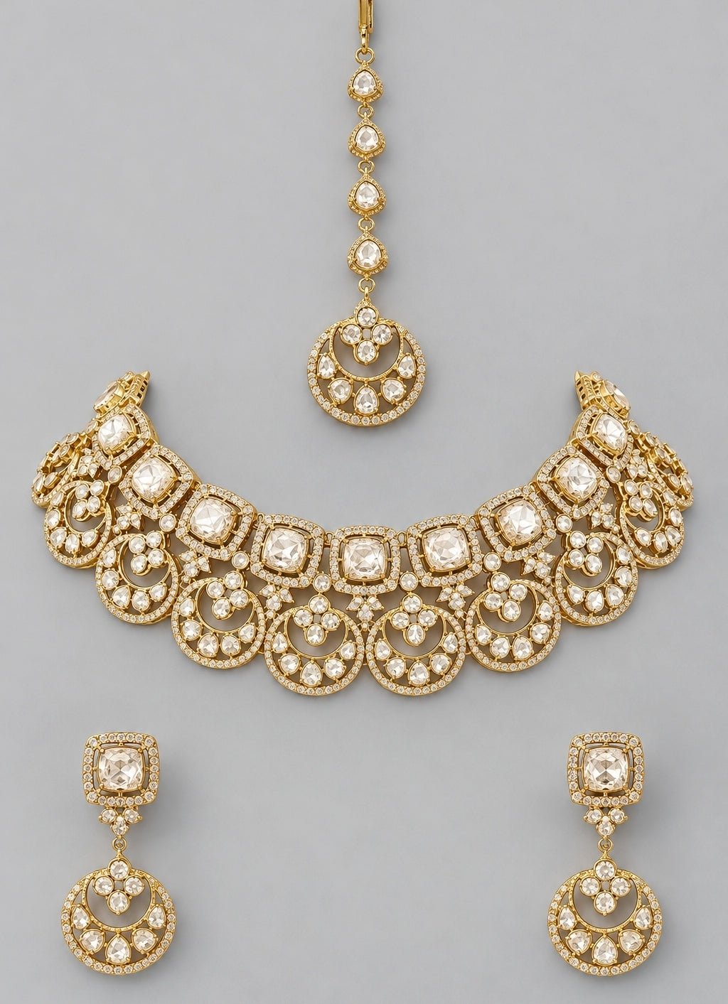 Zevar by Geeta Gold Plated Moissanite Necklace SetFabilicious Fashion