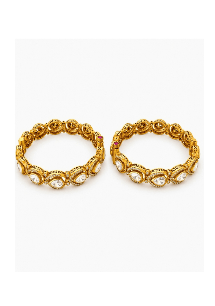 Vivinia By Vidhi Mehra Gold Plated Moissanite Polki Bangle SetFabilicious Fashion