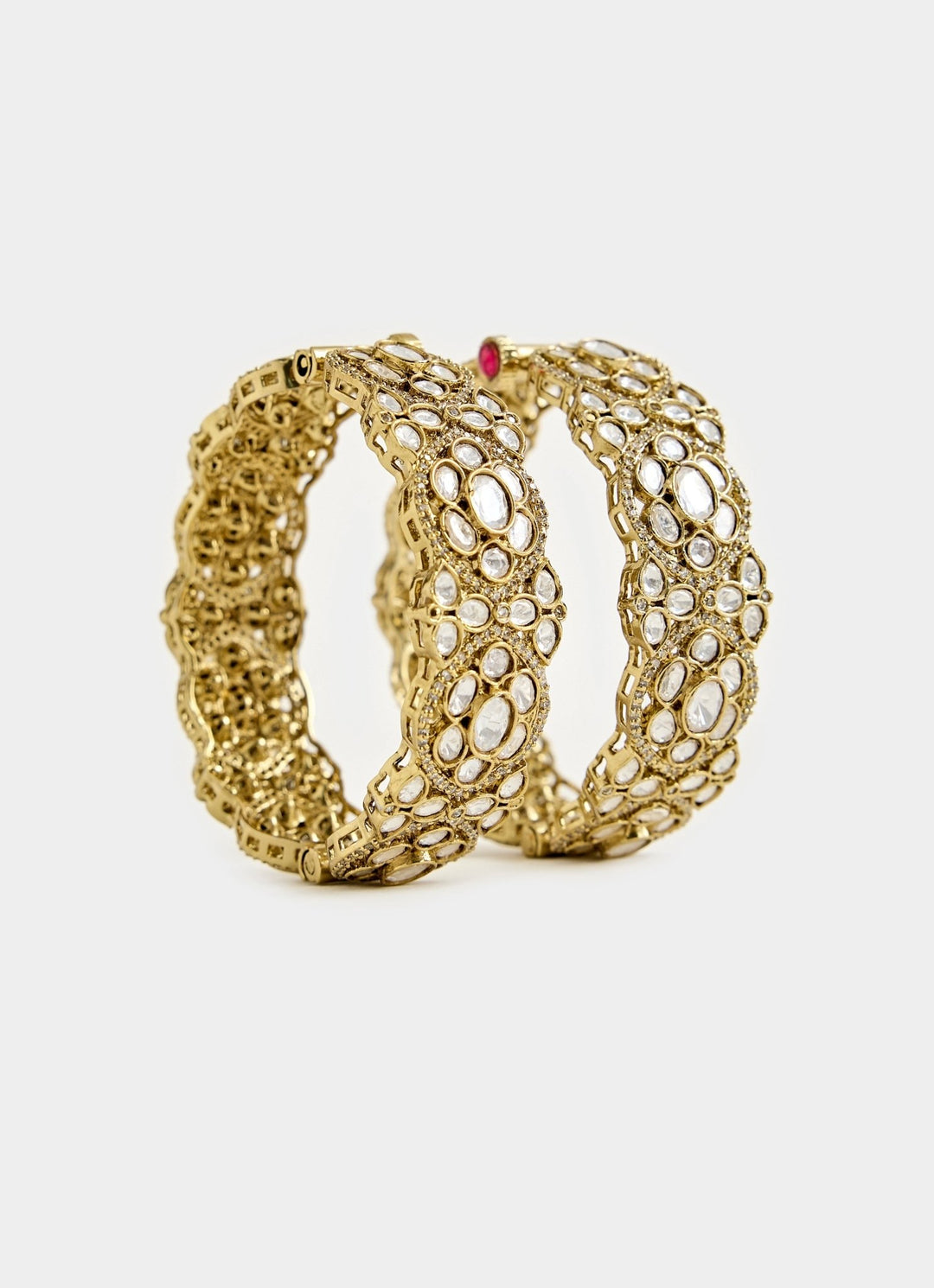 Gold Plated Moissanite Polki Bangles Vivinia By Vidhi Mehra - Fabilicious Fashion