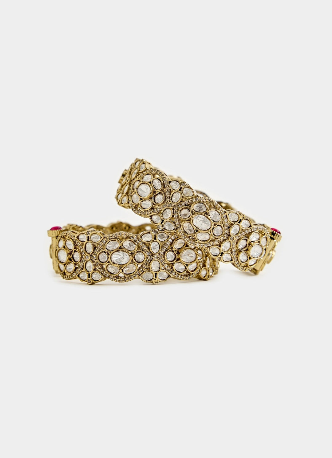 Gold Plated Moissanite Polki Bangles Vivinia By Vidhi Mehra - Fabilicious Fashion
