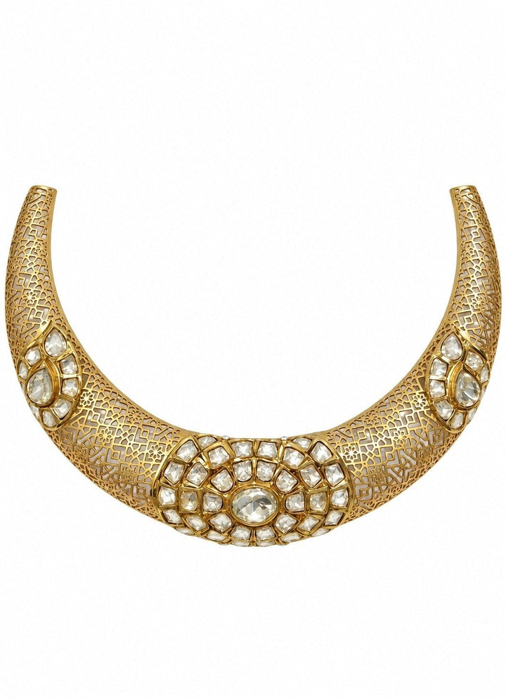 Vivinia By Vidhi Mehra Gold Plated Moissanite Polki Choker SetFabilicious Fashion