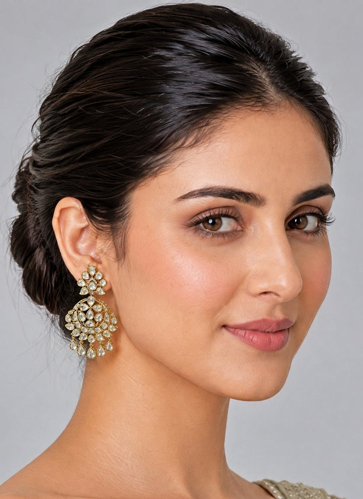 Vivinia By Vidhi Mehra Gold Plated Moissanite Polki Drop EarringsFabilicious Fashion