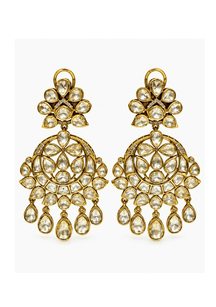 Vivinia By Vidhi Mehra Gold Plated Moissanite Polki Drop EarringsFabilicious Fashion