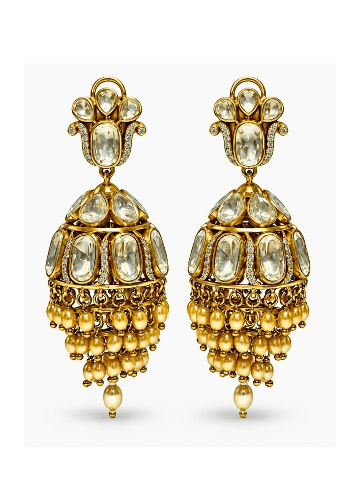 Vivinia By Vidhi Mehra Gold Plated Moissanite Polki JhumkaFabilicious Fashion
