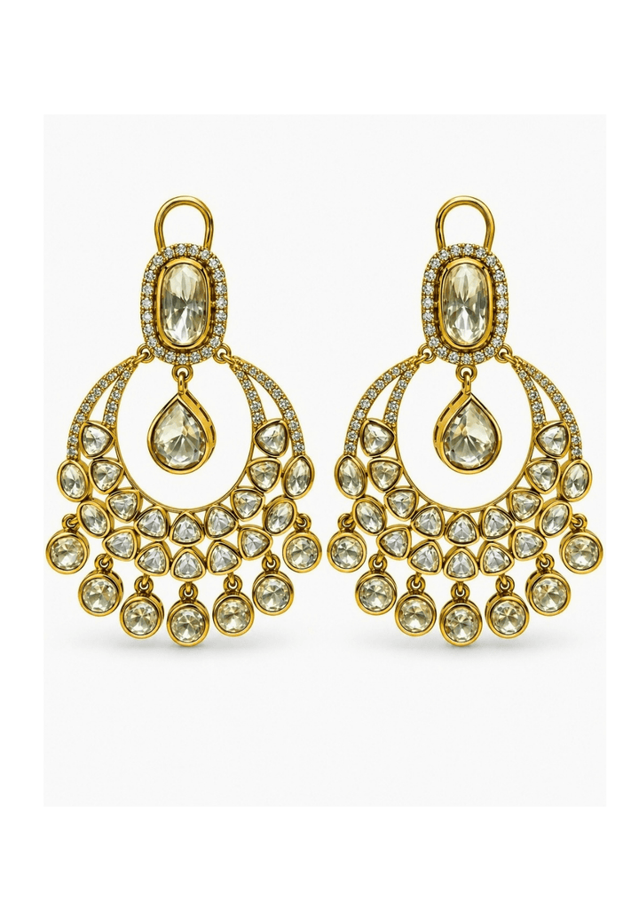 Vivinia By Vidhi Mehra Gold Plated Moissanite Polki Statement EarringsFabilicious Fashion