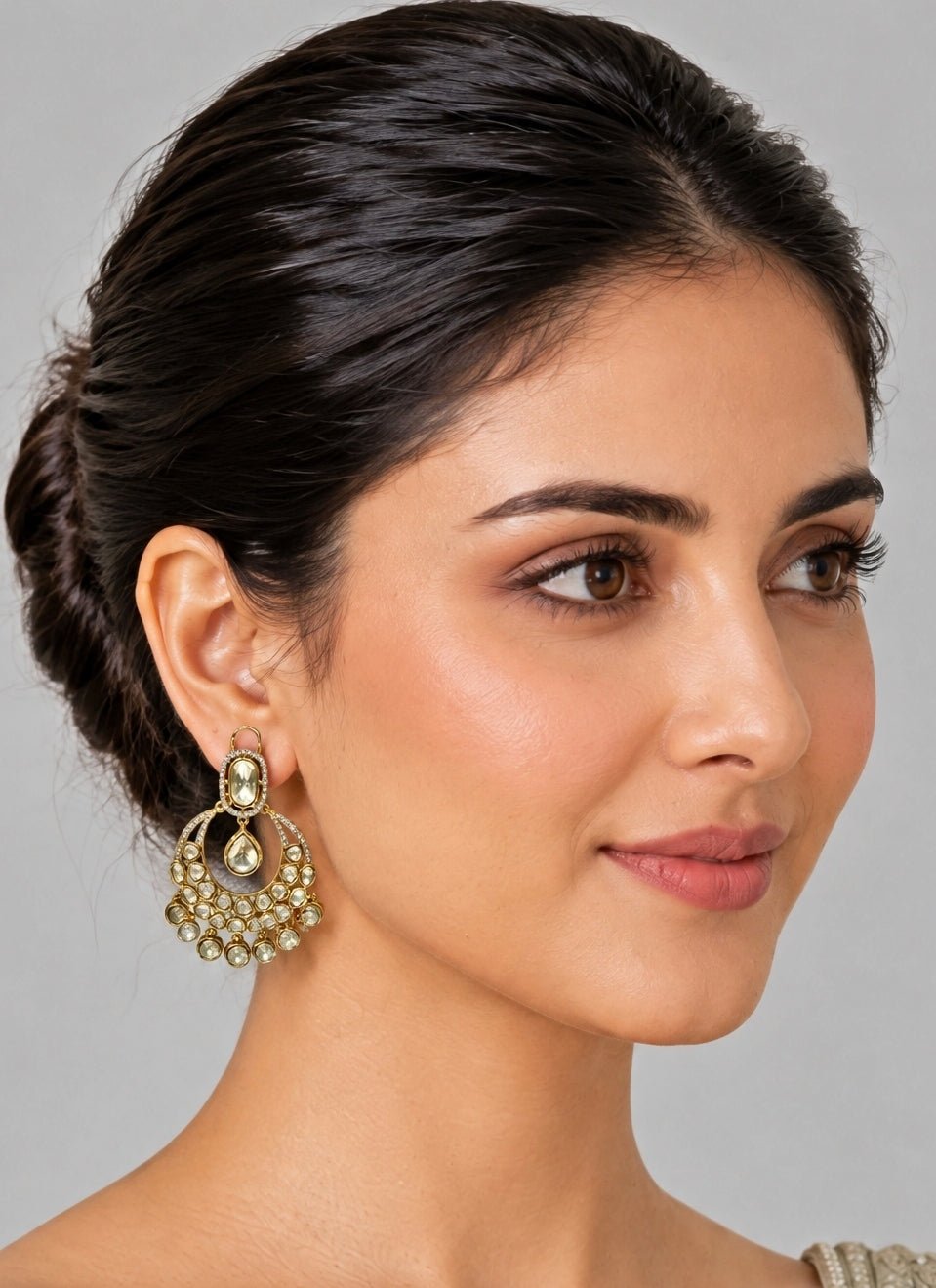 Vivinia By Vidhi Mehra Gold Plated Moissanite Polki Statement EarringsFabilicious Fashion