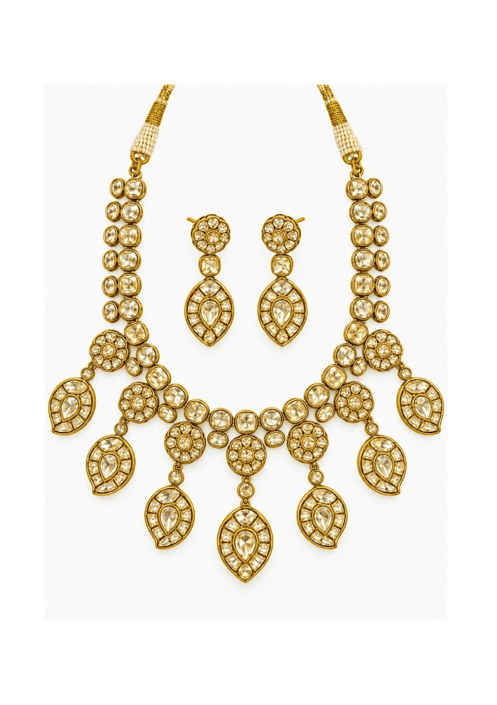 Vivinia By Vidhi Mehra Gold Plated Moissanite Polki Statement Necklace SetFabilicious Fashion