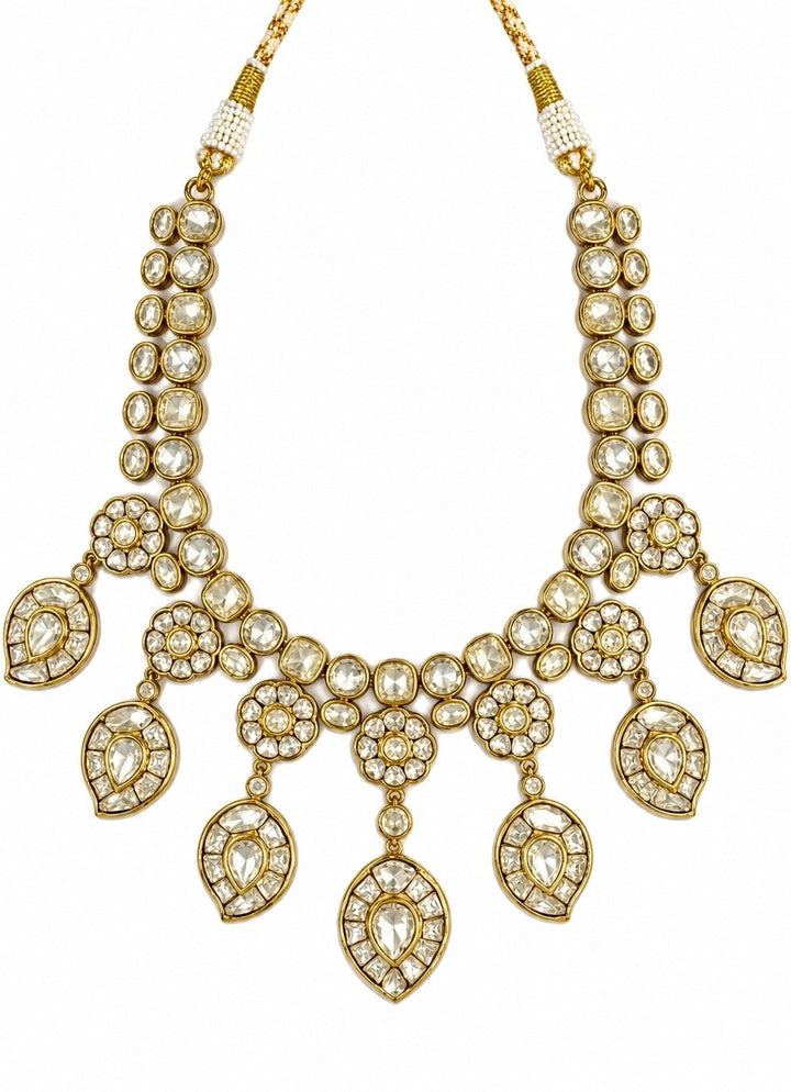 Vivinia By Vidhi Mehra Gold Plated Moissanite Polki Statement Necklace SetFabilicious Fashion