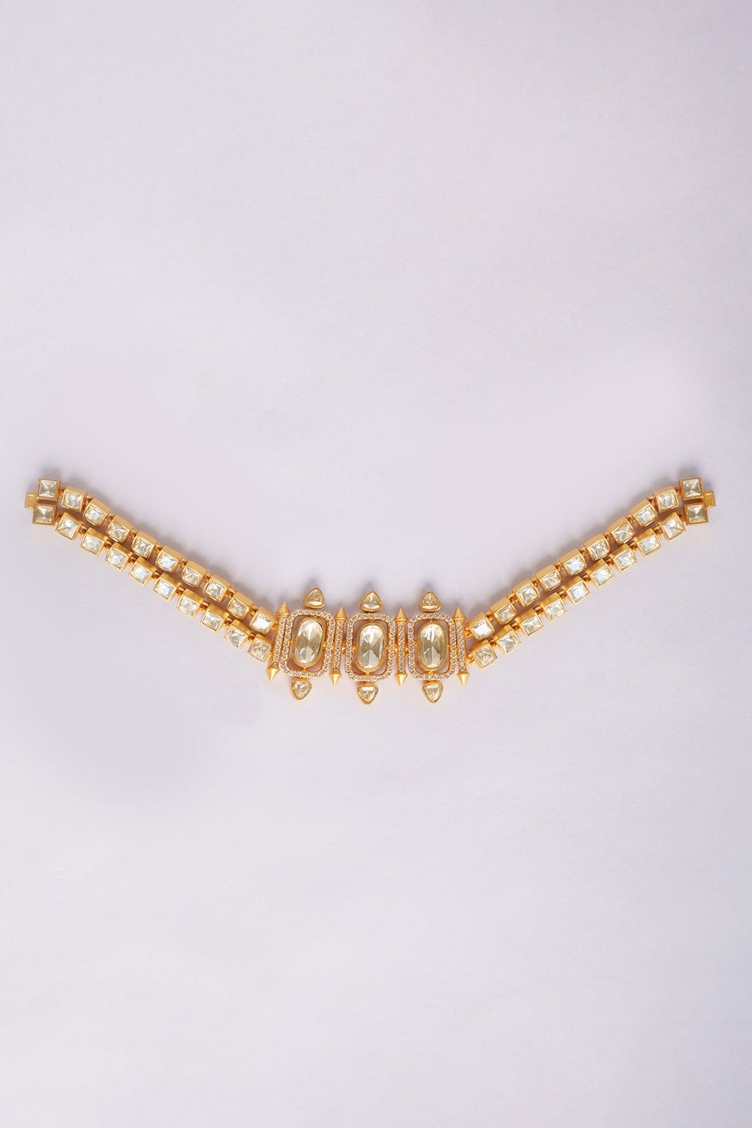 Gold Plated Moissanite Studded Bracelet Zevar by Geeta - Fabilicious Fashion