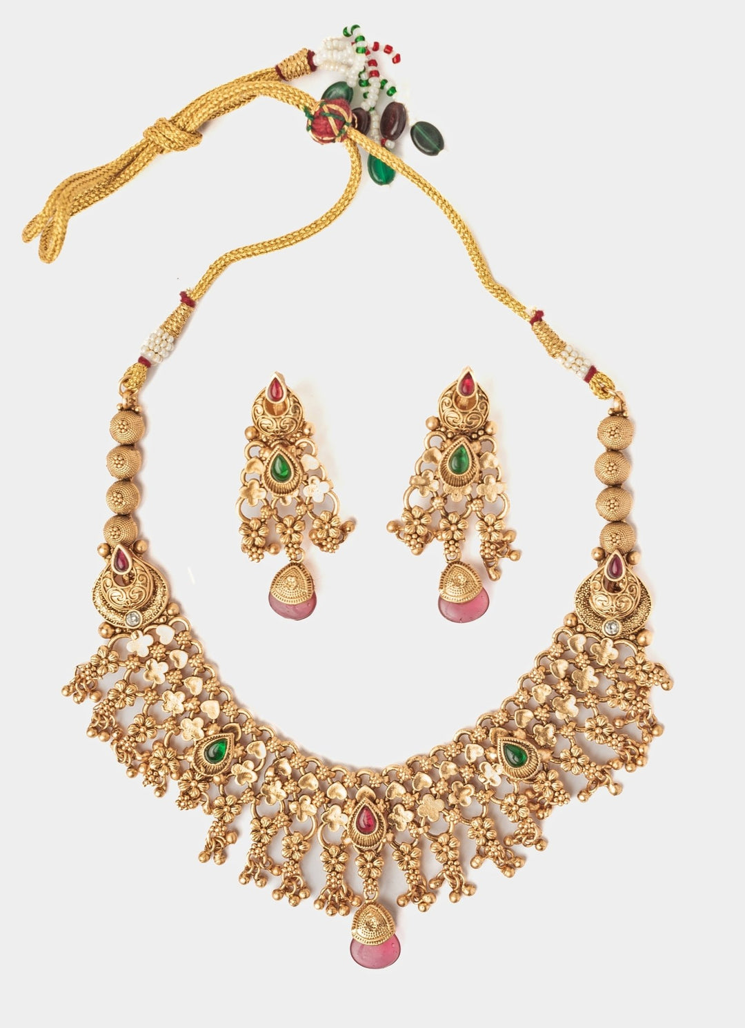 Gold Plated Multi Beaded Short Necklace Set Vivinia by Vidhi Mehra - Fabilicious Fashion