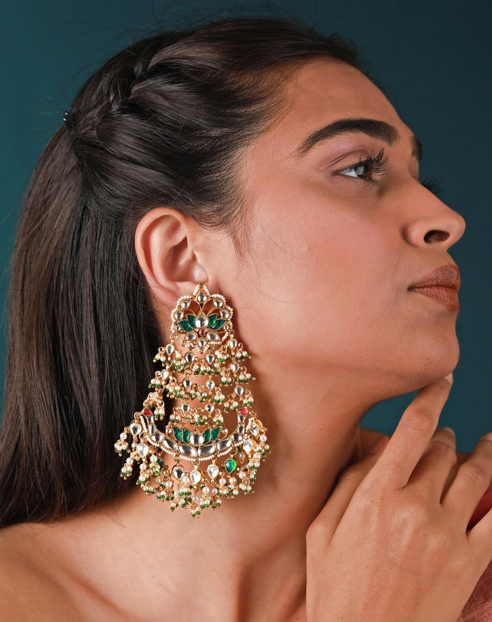 Gold Plated Multi Colour Earrings Riana by Shikha Jindal - Fabilicious Fashion