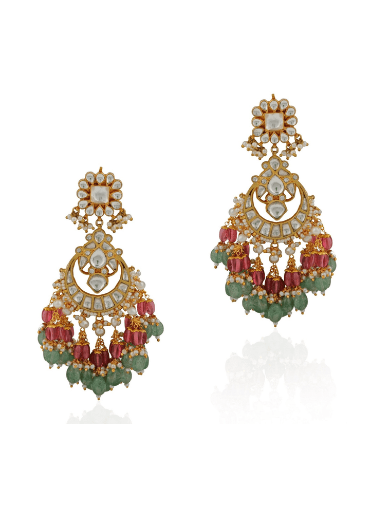 Gold Plated Multi Colour Earrings Riana Jewellery - Fabilicious Fashion