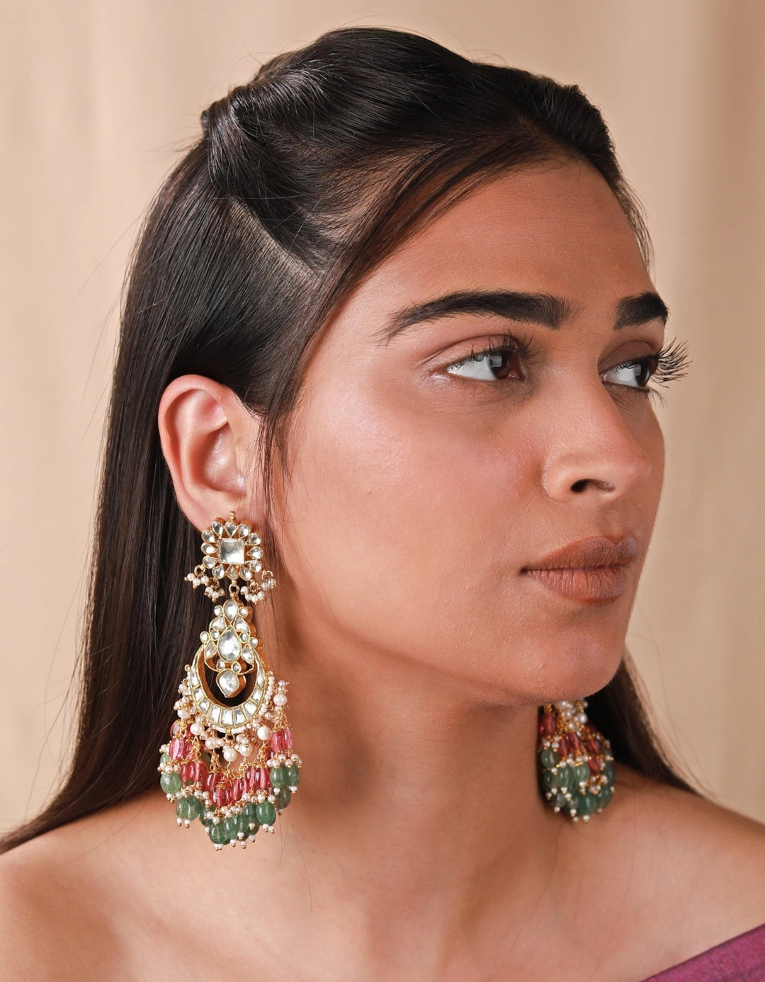 Gold Plated Multi Colour Necklace Set Riana by Shikha Jindal - Fabilicious Fashion