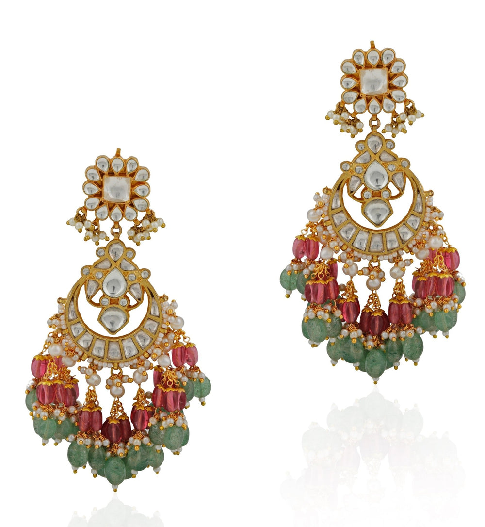 Gold Plated Multi Colour Necklace Set Riana by Shikha Jindal - Fabilicious Fashion