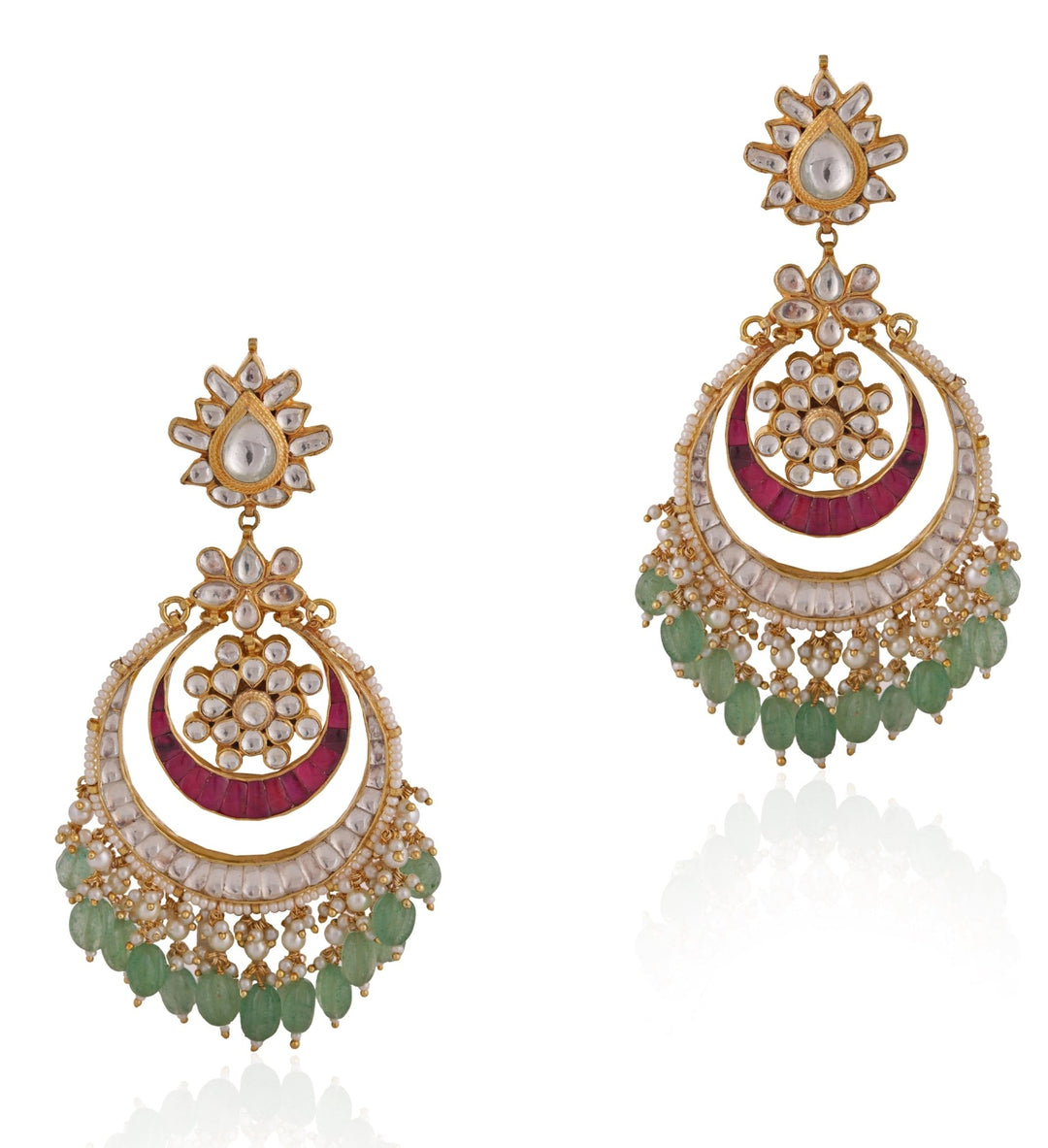 Gold Plated Multi Colour Stone Earrings Riana by Shikha Jindal - Fabilicious Fashion