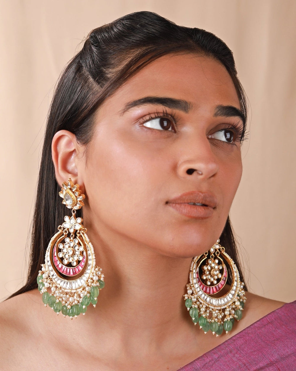 Gold Plated Multi Colour Stone Earrings Riana by Shikha Jindal - Fabilicious Fashion