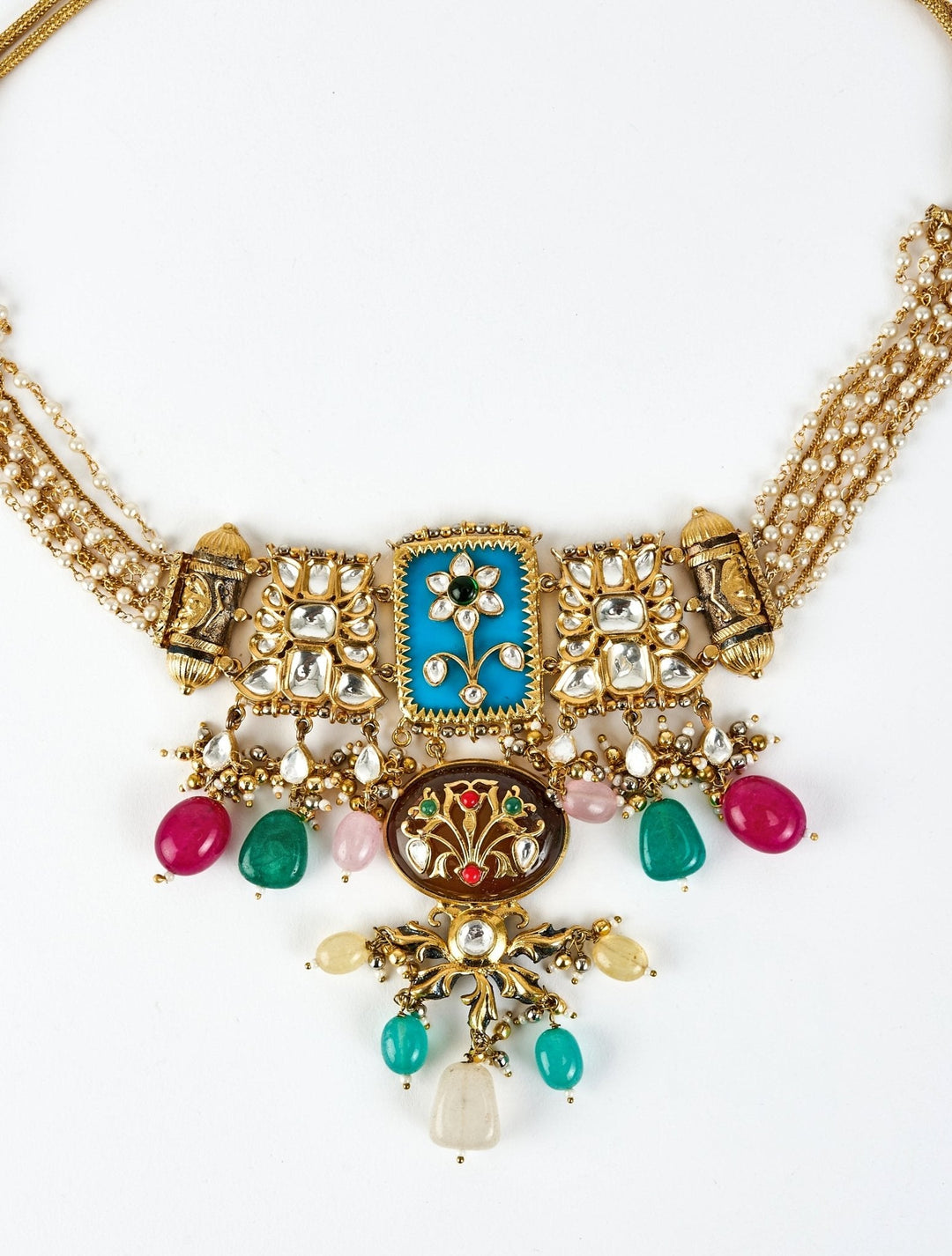 Gold Plated Multi Kundan Choker Necklace Set Vivinia by Vidhi Mehra - Fabilicious Fashion