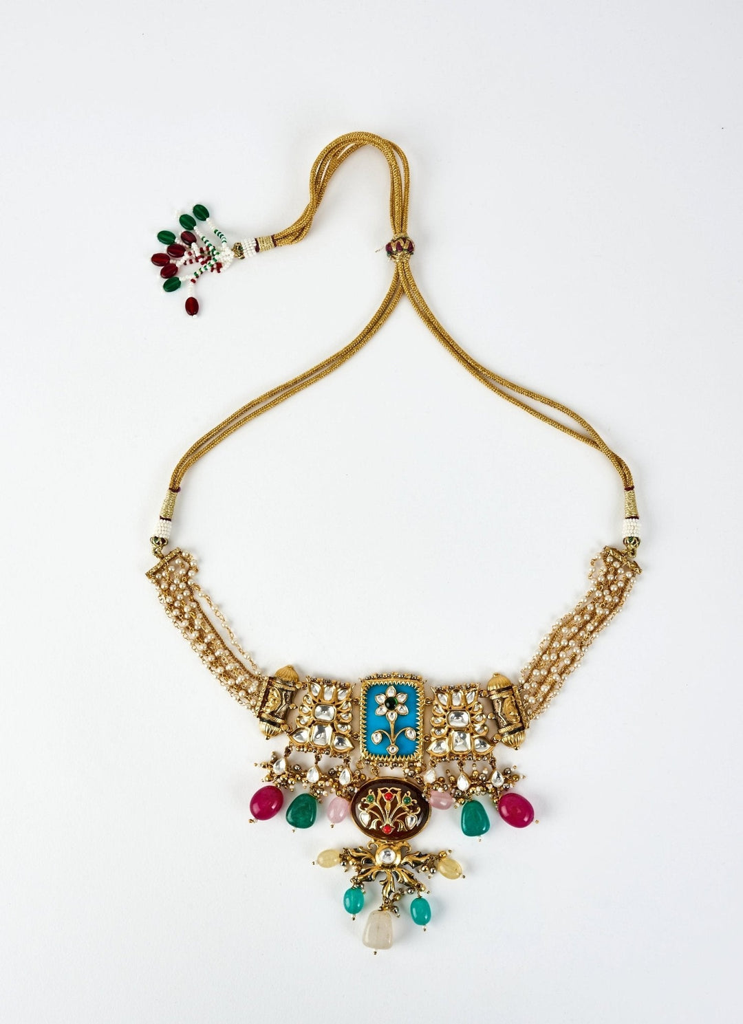 Gold Plated Multi Kundan Choker Necklace Set Vivinia by Vidhi Mehra - Fabilicious Fashion