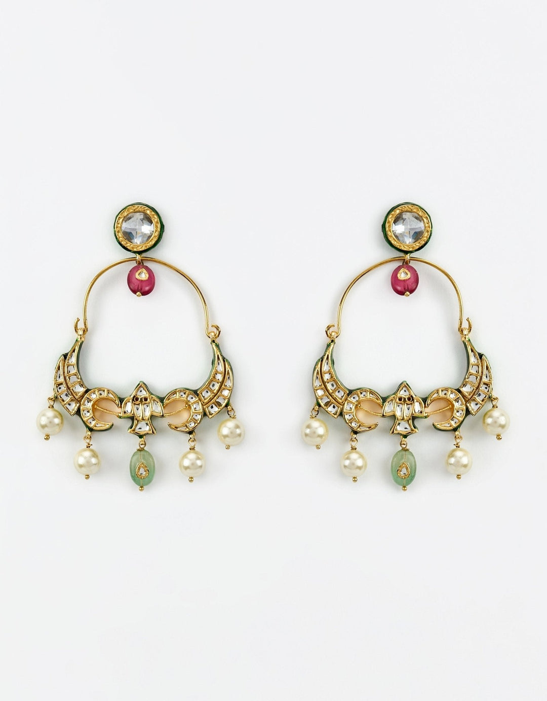 Gold Plated Multi Kundan Danglers Earrings Vivinia by Vidhi Mehra - Fabilicious Fashion