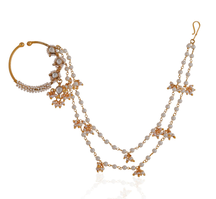 Gold Plated Multi Layer Jadau Nath Riana by Shikha Jindal - Fabilicious Fashion