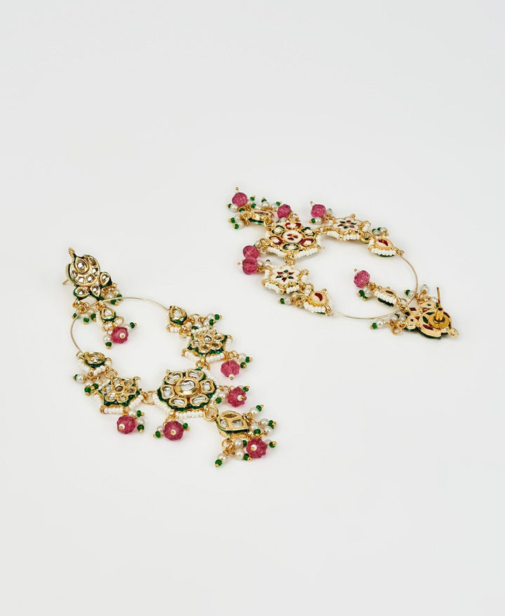 Gold Plated Multi Stone Kundan And Polki Chandbalis Vivinia by Vidhi Mehra - Fabilicious Fashion