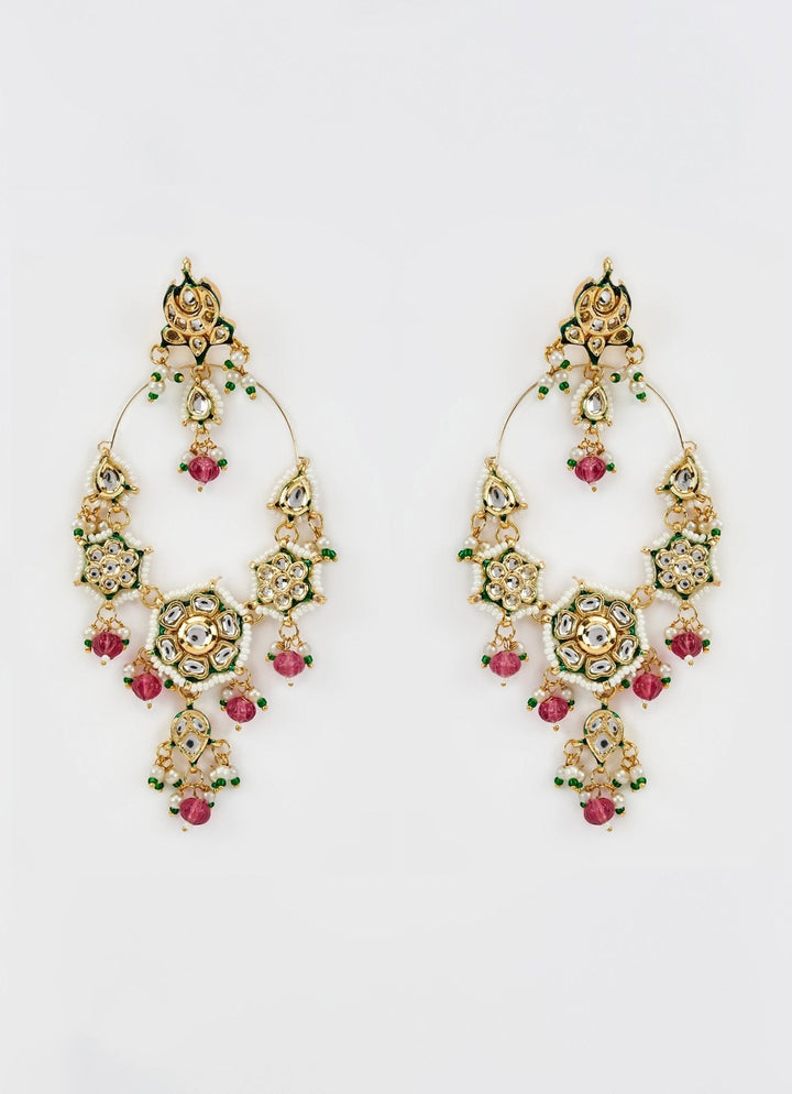 Gold Plated Multi Stone Kundan And Polki Chandbalis Vivinia by Vidhi Mehra - Fabilicious Fashion