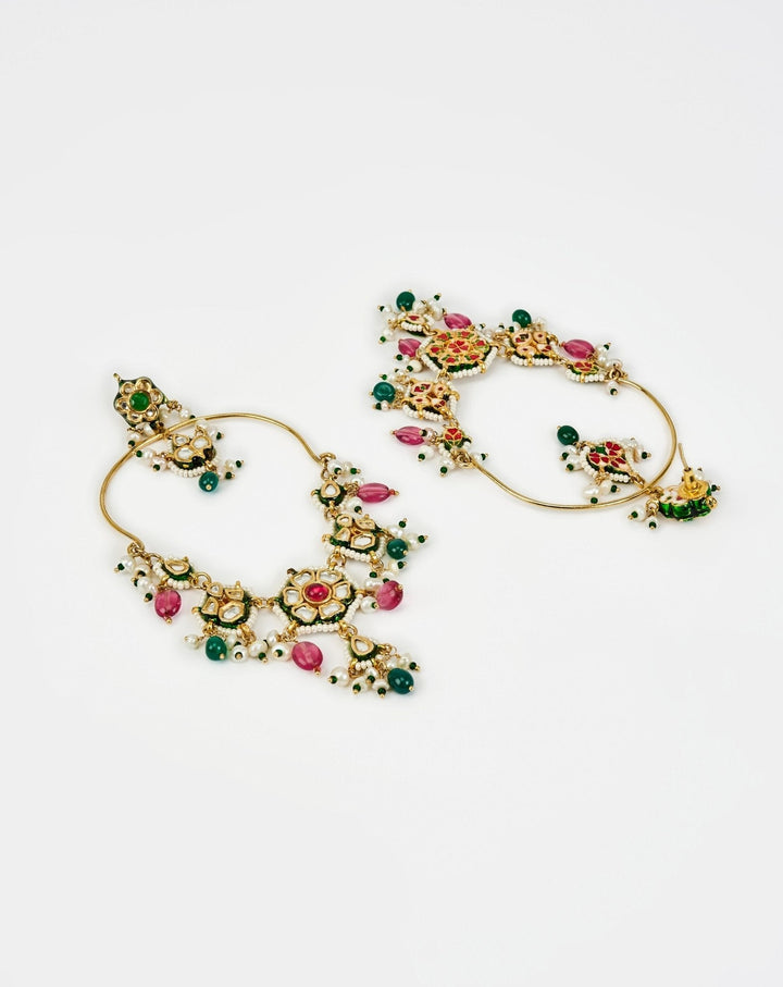 Gold Plated Multi Stone Kundan And Polki Danglers Earrings Vivinia by Vidhi Mehra - Fabilicious Fashion