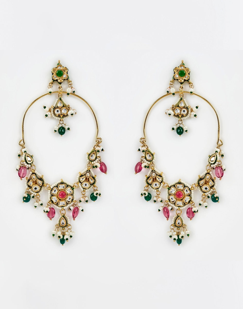 Gold Plated Multi Stone Kundan And Polki Danglers Earrings Vivinia by Vidhi Mehra - Fabilicious Fashion