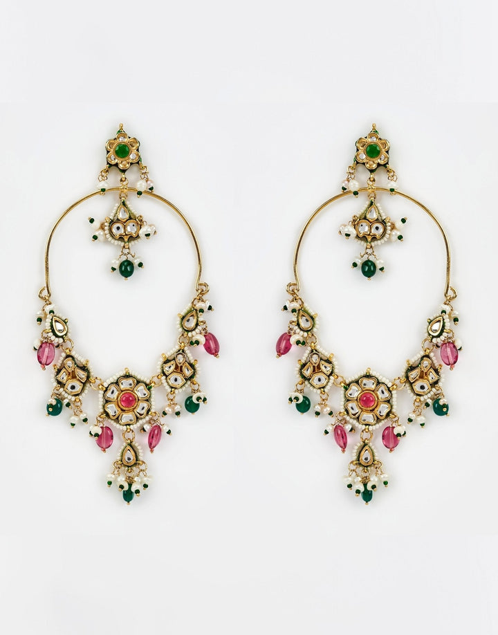 Gold Plated Multi Stone Kundan And Polki Danglers Earrings Vivinia by Vidhi Mehra - Fabilicious Fashion