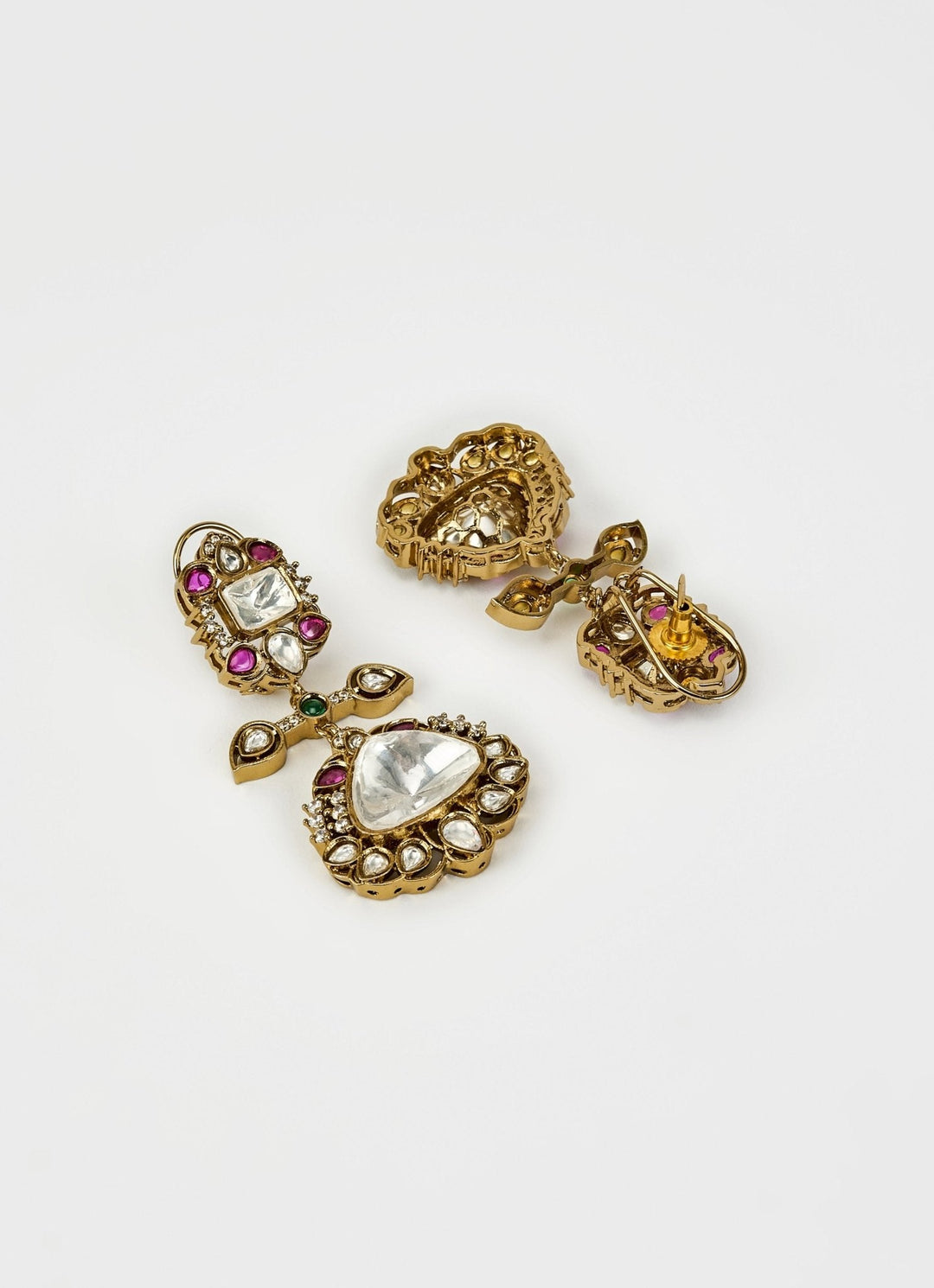 Gold Plated Multi Zircon Danglers Earrings Vivinia by Vidhi Mehra - Fabilicious Fashion