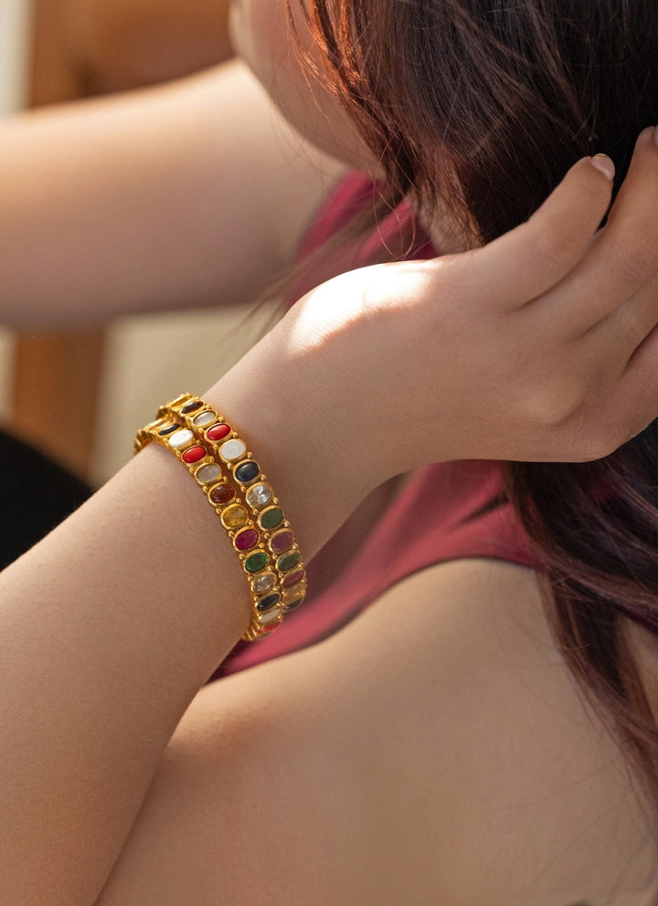 Do Taara Gold Plated Multicolor Bangle SetFabilicious Fashion