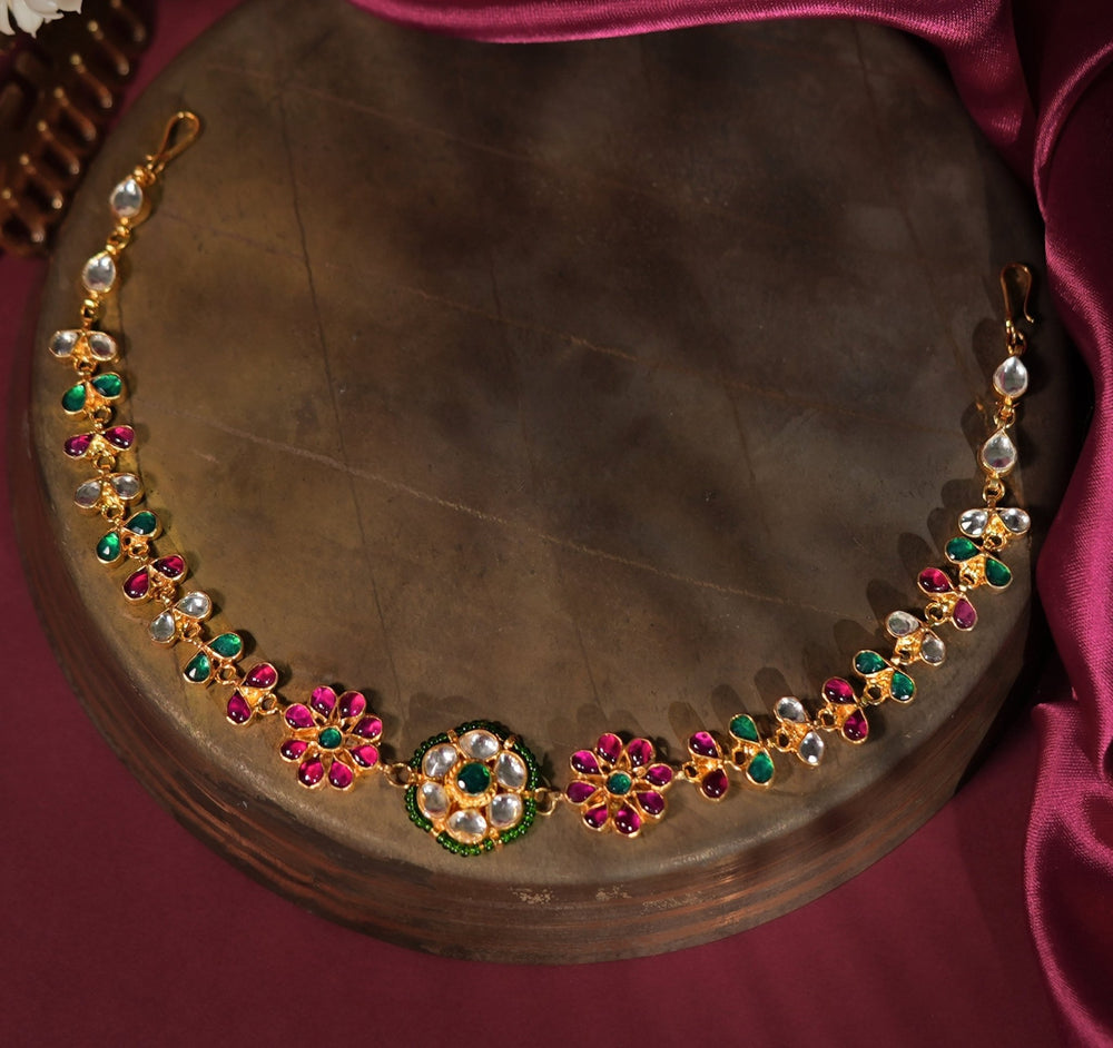Gold Plated Multicolor Beaded Rajasthani Hairband Kalyani Indian Jewelry - Fabilicious Fashion