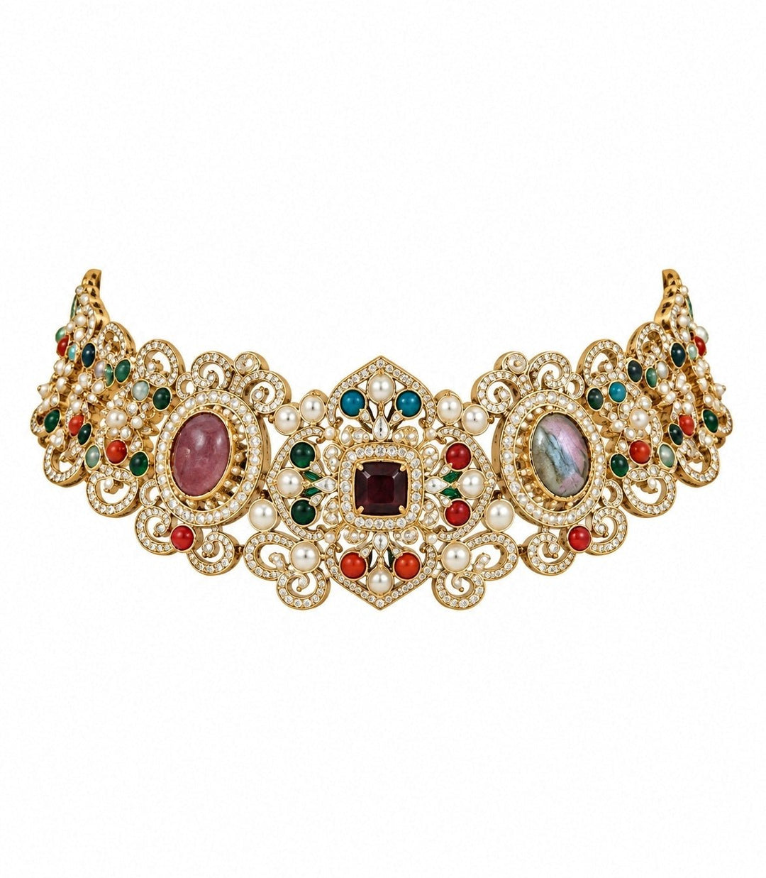 Vivinia By Vidhi Mehra Gold Plated Multicolor Choker Necklace SetFabilicious Fashion