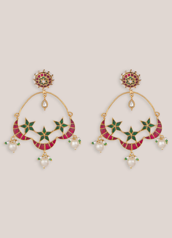 Gold Plated Multicolor Kundan Chandbaali Zevar by Geeta - Fabilicious Fashion