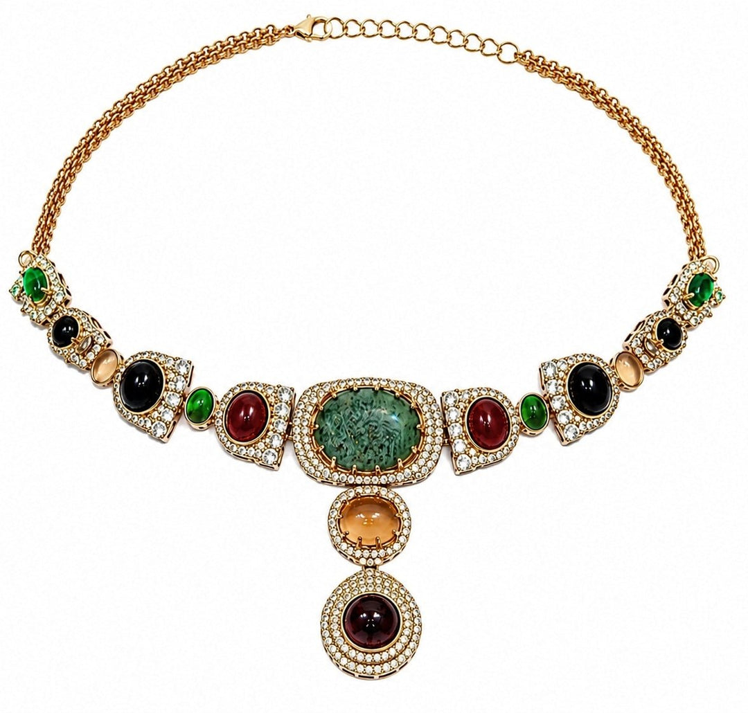 Vivinia By Vidhi Mehra Gold Plated Multicolour Moissanite Necklace SetFabilicious Fashion