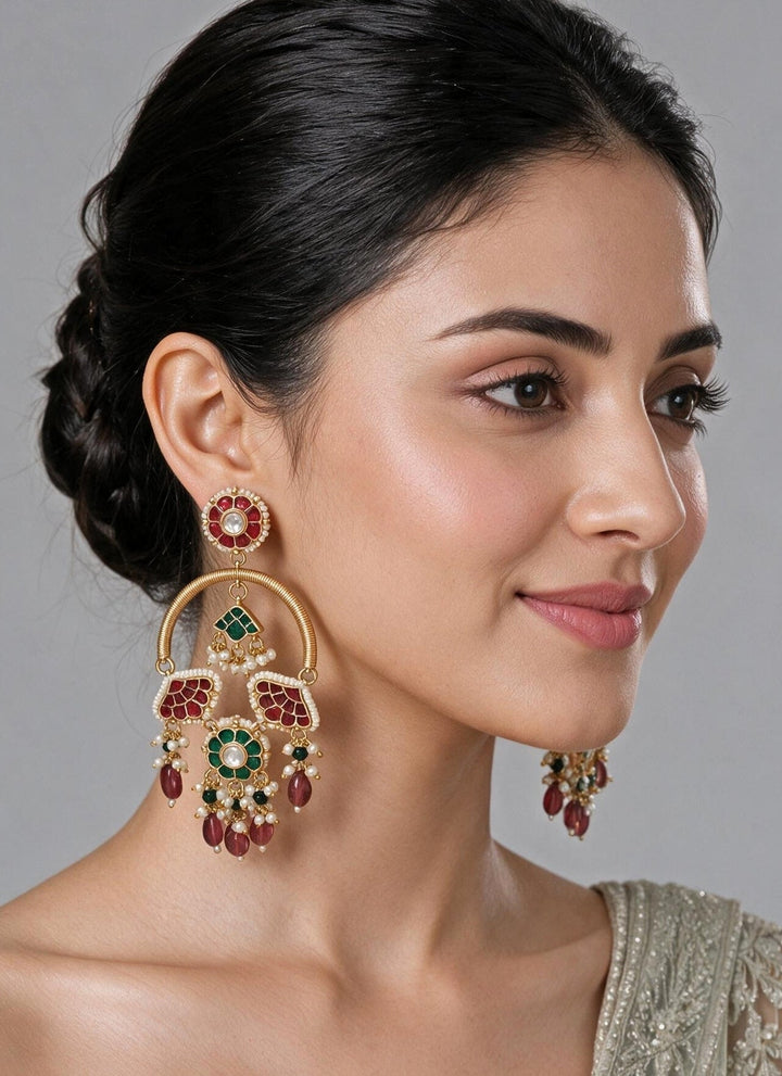 Vivinia By Vidhi Mehra Gold Plated Multicolour Statement EarringsFabilicious Fashion