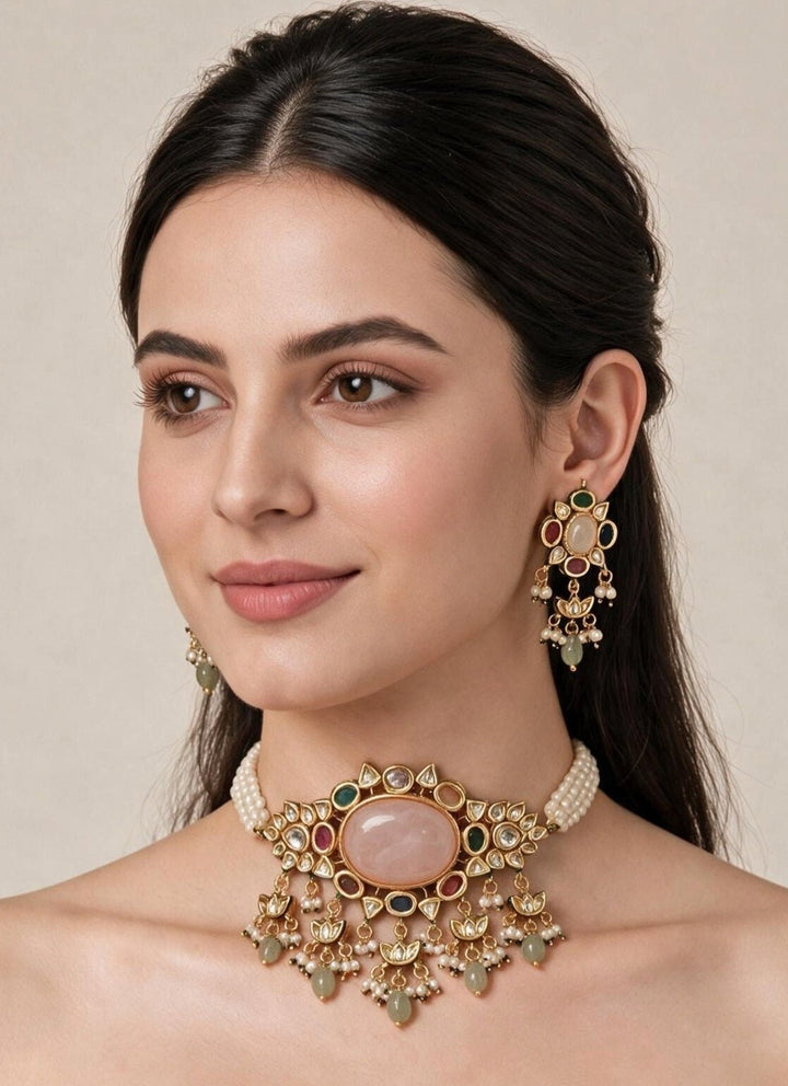 Vivinia By Vidhi Mehra Gold Plated Pearl And Kundan Choker SetFabilicious Fashion