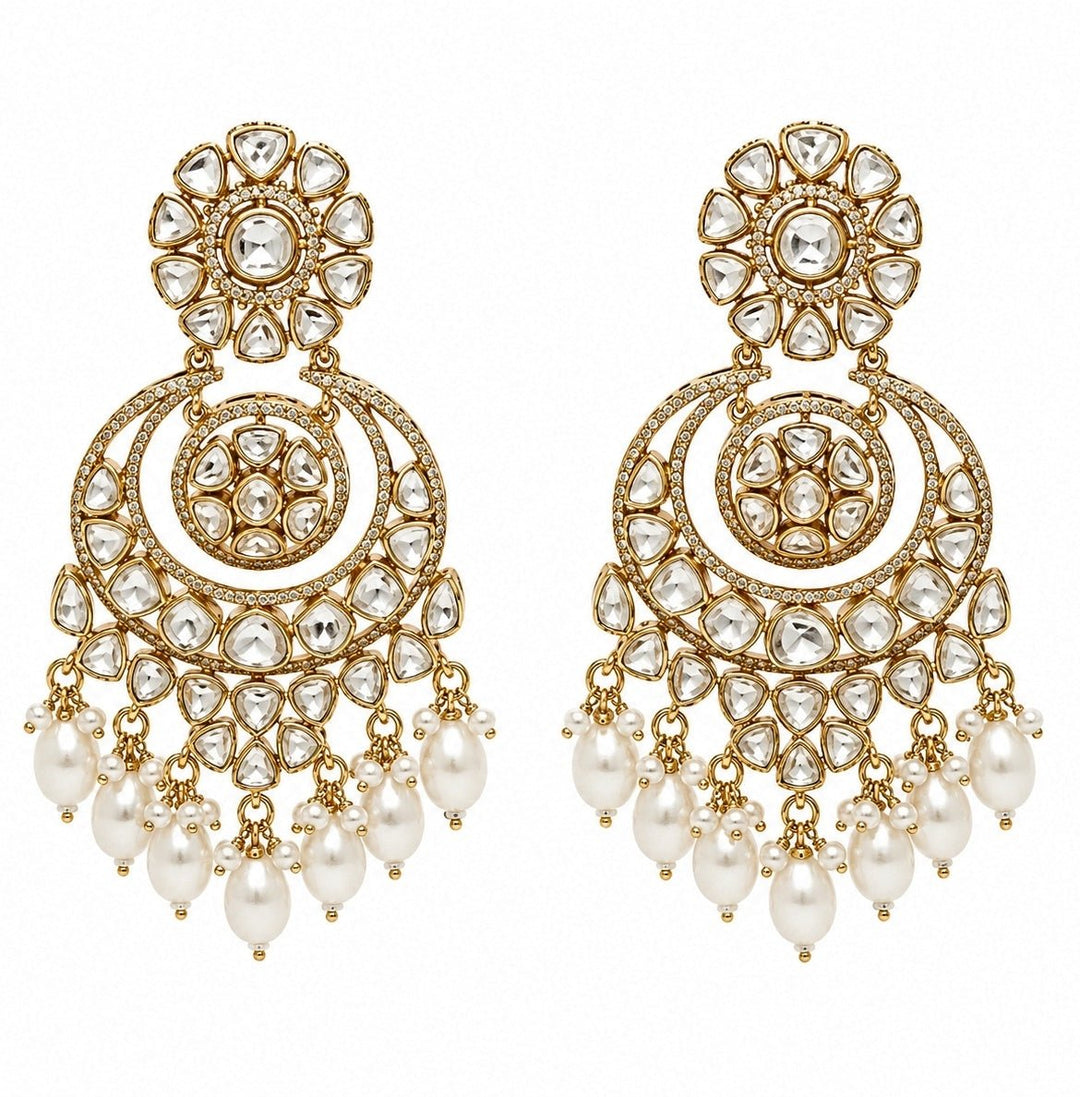 Vivinia By Vidhi Mehra Gold Plated Pearl ChandbaaliFabilicious Fashion