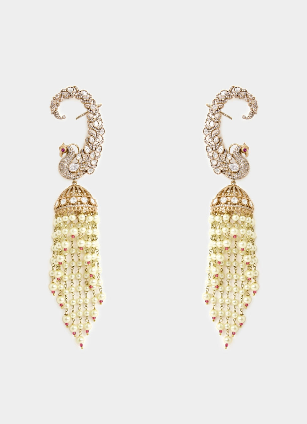 Gold Plated Pearl Drop Chandelier Earrings Vivinia By Vidhi Mehra - Fabilicious Fashion