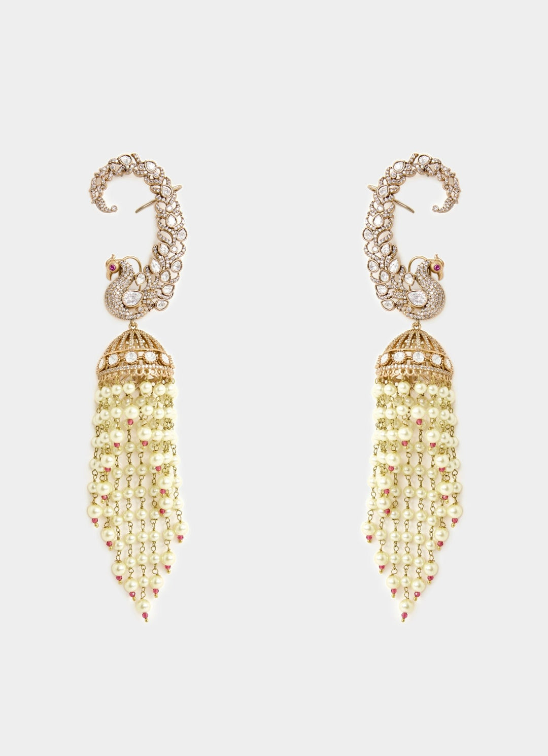 Gold Plated Pearl Drop Chandelier Earrings Vivinia By Vidhi Mehra - Fabilicious Fashion