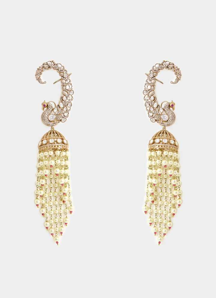 Gold Plated Pearl Drop Chandelier Earrings Vivinia By Vidhi Mehra - Fabilicious Fashion