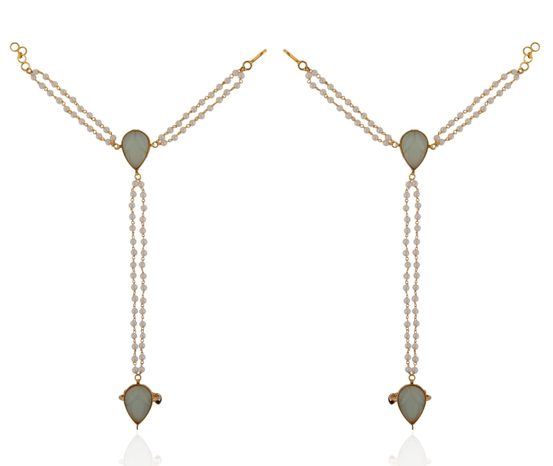 Gold Plated Pearl Hathphool Riana by Shikha Jindal - Fabilicious Fashion