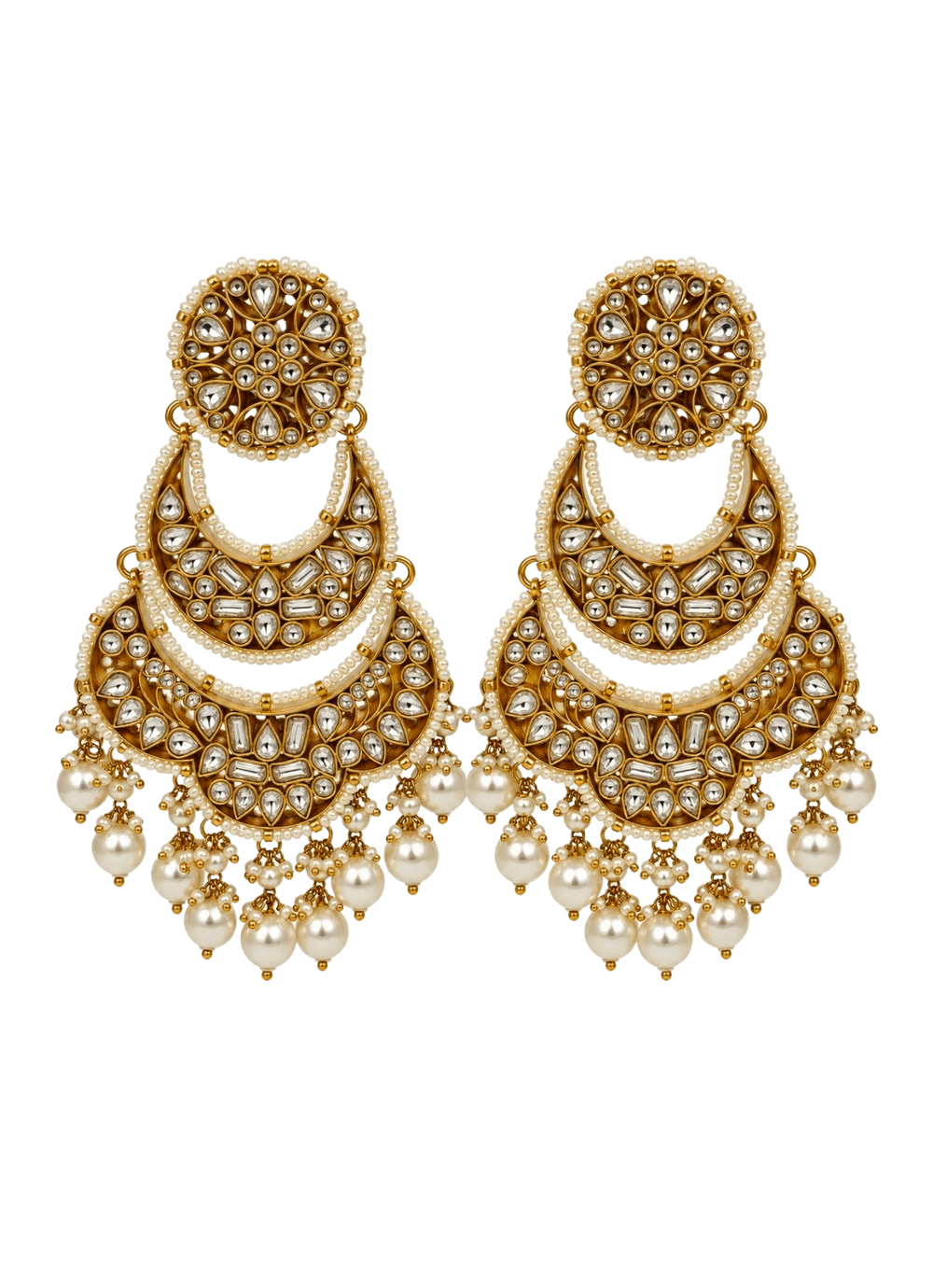 Vivinia By Vidhi Mehra Gold Plated Pearl Kundan Layered ChandbaliFabilicious Fashion